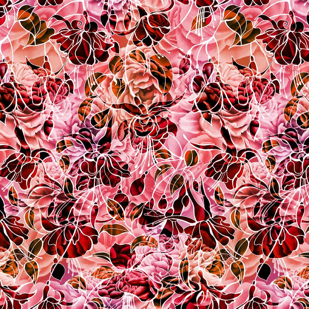 Red/Pink Petal Play by BellaSylDesign Collection | 108" Cotton (PPLW6016 - RO) – Sold in UNITS of ¼ metre - Maple Leaf Quilting Company Ltd.