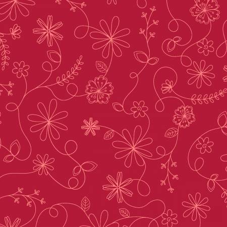 Red/Pink Swirl Floral 108" Cotton (QBD211M - R) - Sold in UNITS of ¼ metre - Maple Leaf Quilting Company Ltd.