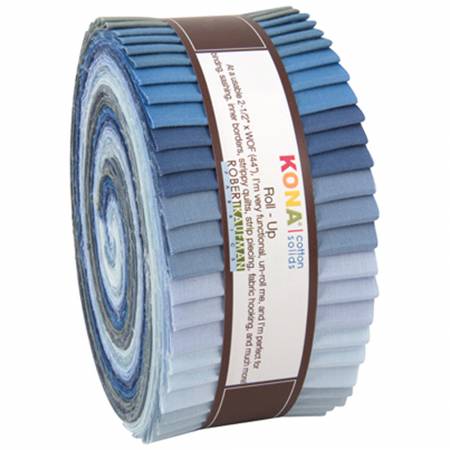 Roll - Up - 2.5in Strips Kona Cotton - Overcast (40pcs) - Maple Leaf Quilting Company Ltd.