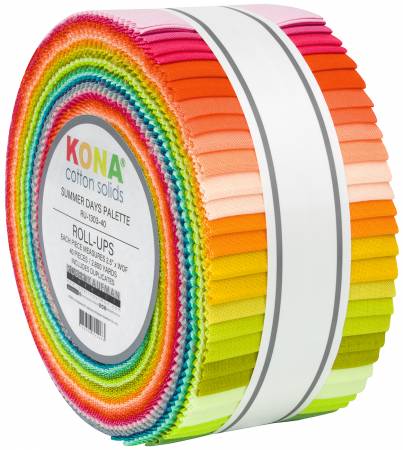 Roll - Up - 2.5in Strips Kona Cotton - Summer Days (40pcs) - Maple Leaf Quilting Company Ltd.
