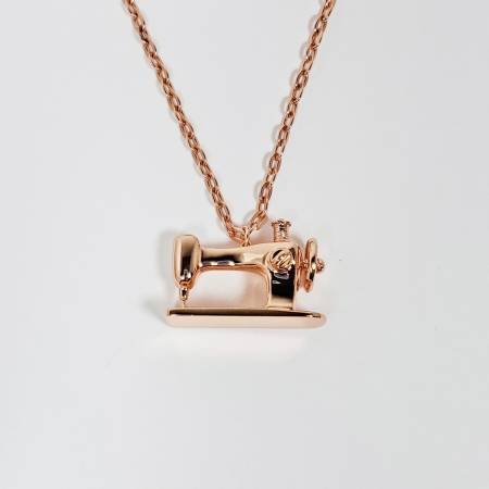 Rose Gold Sewing Machine Pendant Necklace - Maple Leaf Quilting Company Ltd.