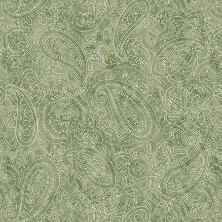 Sage Paisley 108" Cotton (BQ3849 - 60) – Sold in UNITS of ¼ metre - Maple Leaf Quilting Company Ltd.