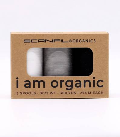 Scanfil Organic Cotton 30wt 3 Spool Thread Set Achromatics - Maple Leaf Quilting Company Ltd.