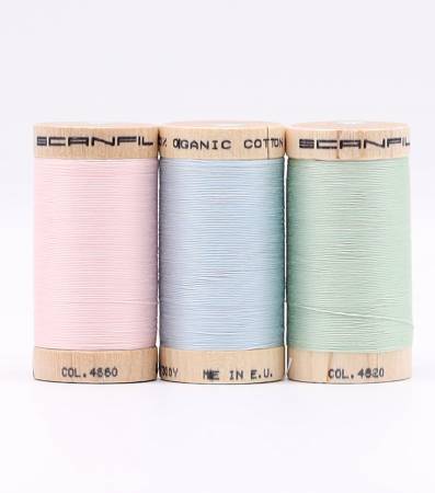 Scanfil Organic Cotton 30wt 3 Spool Thread Set Baby Pastels - Maple Leaf Quilting Company Ltd.