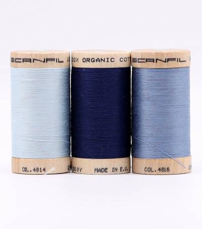 Scanfil Organic Cotton 30wt 3 Spool Thread Set Denim Blues - Maple Leaf Quilting Company Ltd.