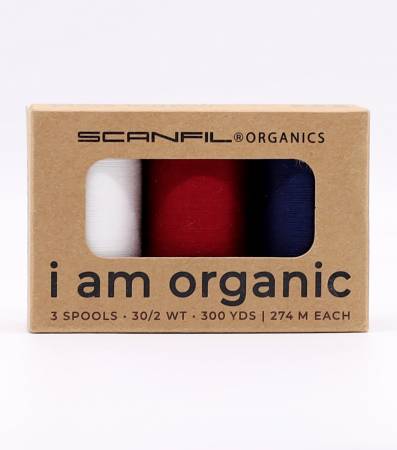 Scanfil Organic Cotton 30wt 3 Spool Thread Set Patriotic - Maple Leaf Quilting Company Ltd.