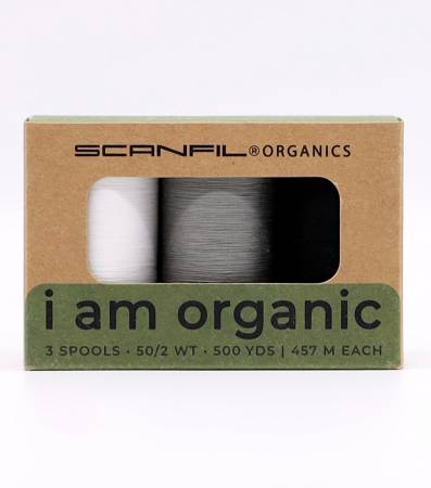 Scanfil Organic Cotton 50wt 3 Spool Thread Set Achromatics - Maple Leaf Quilting Company Ltd.