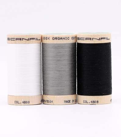 Scanfil Organic Cotton 50wt 3 Spool Thread Set Achromatics - Maple Leaf Quilting Company Ltd.