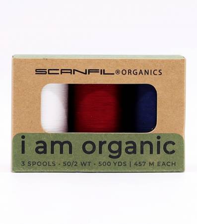 Scanfil Organic Cotton 50wt 3 Spool Thread Set Patriotic - Maple Leaf Quilting Company Ltd.