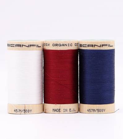 Scanfil Organic Cotton 50wt 3 Spool Thread Set Patriotic - Maple Leaf Quilting Company Ltd.