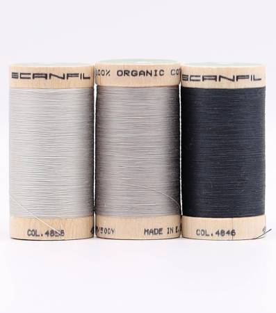 Scanfil Organic Cotton 50wt 3 Spool Thread Set Storm Greys - Maple Leaf Quilting Company Ltd.
