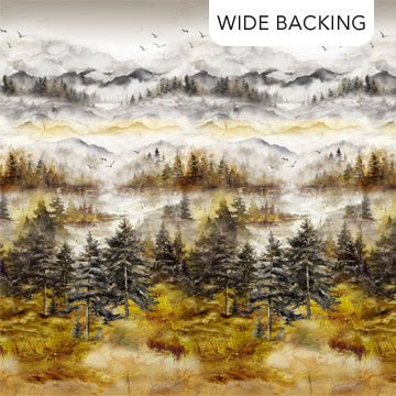 Scenic Ochre Multi Misty Morning 108” (B28646 - 54) – Sold in UNITS of ¼ metre - Maple Leaf Quilting Company Ltd.