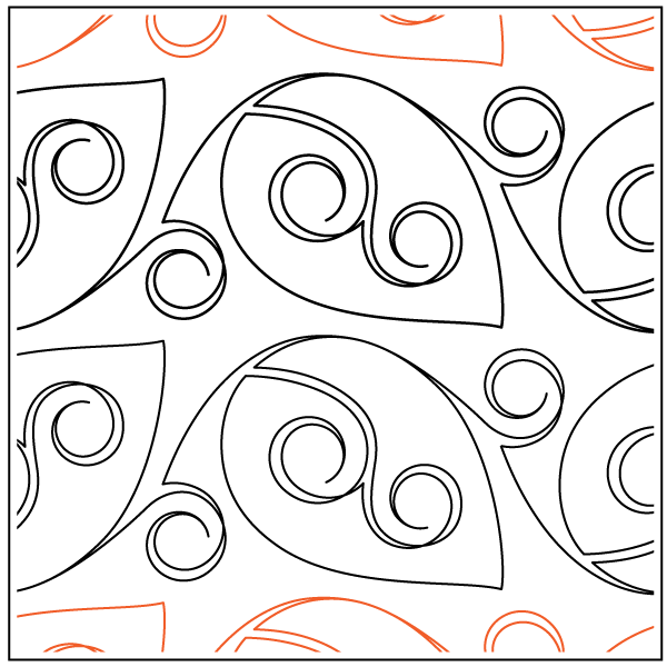 Scrolling Leaf – 4” Paper Pantograph - Maple Leaf Quilting Company Ltd.
