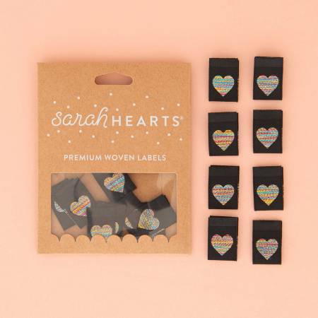 Sew In Labels - Woven Metallic Rainbow Heart - Maple Leaf Quilting Company Ltd.