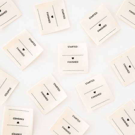 Sew In Organic Cotton Labels - "Started/Finished" - Maple Leaf Quilting Company Ltd.