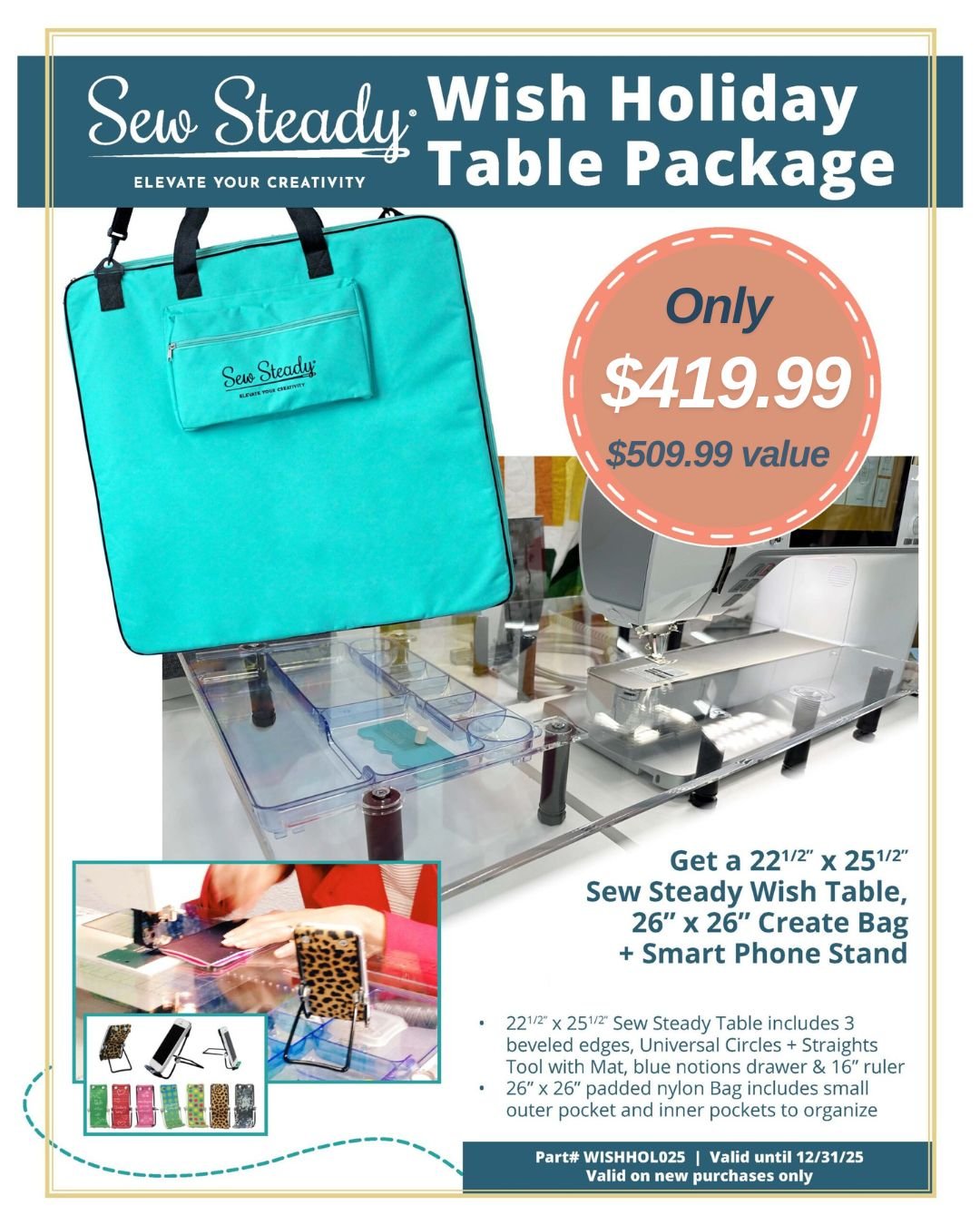Sew Steady Wish Holiday Package Extension Table (22.5