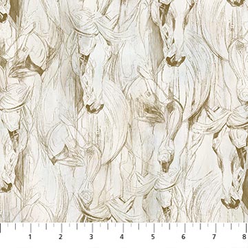 Shadow &amp; Light - Cream Horse Toile | 43/44" Cotton - Maple Leaf Quilting Company Ltd.