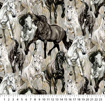 Shadow &amp; Light - Horses Lt Brown Multi | 44" Cotton - Maple Leaf Quilting Company Ltd.