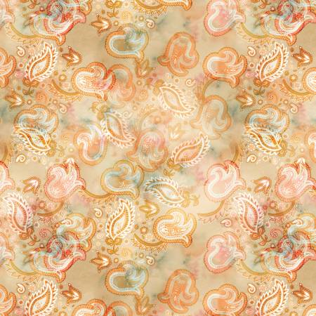 Shadow Paisley Buff 108" Cotton (14810WB - 73) – Sold in UNITS of ¼ metre - Maple Leaf Quilting Company Ltd.