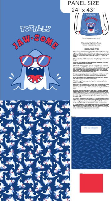 Shark Attack Bag Panel 24" x 43" Panel (C28861 - 48) - Maple Leaf Quilting Company Ltd.