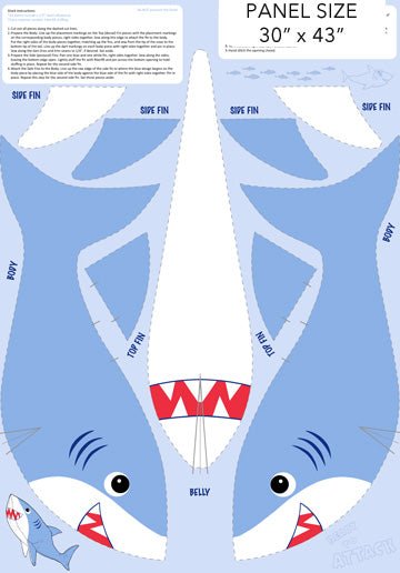 Shark Attack Stuffy Minky Panel 30" x 43" Panel (MK28862 - 44) - Maple Leaf Quilting Company Ltd.