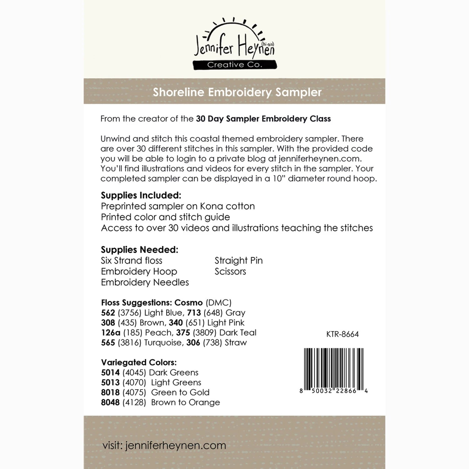 Shoreline Embroidery Sampler (KTR - 8664) - Maple Leaf Quilting Company Ltd.