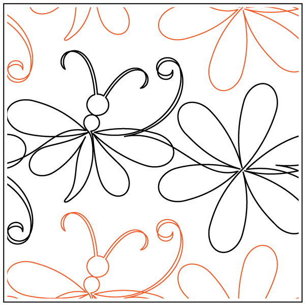 Simple Daisy and Dragonfly – 8.25” Paper Pantograph - Maple Leaf Quilting Company Ltd.