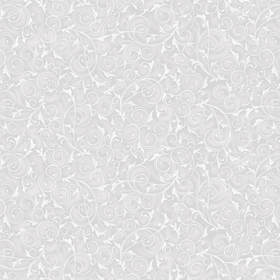 Soft Grey Swirls & Twirls by Tango Twist Design Collection | 108" Cotton (BQ4221 - 90) – Sold in UNITS of ¼ metre - Maple Leaf Quilting Company Ltd.