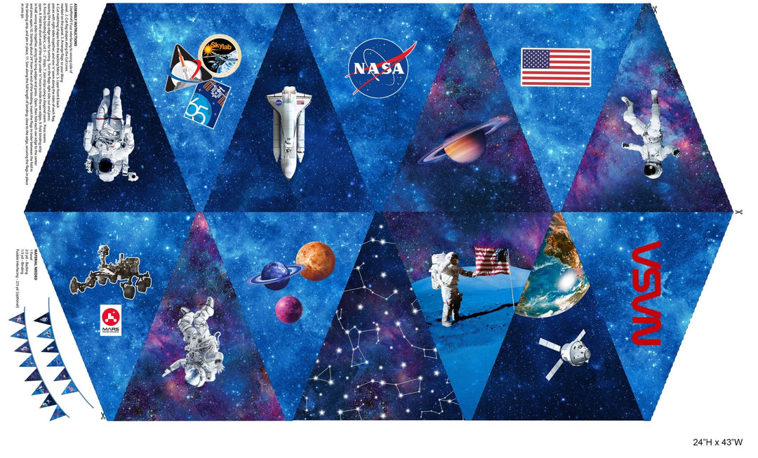 Space Odyssey by Deborah Edwards - Northcott Studio - 24" x 43" Bunting Panel (C28570 - 48) - Maple Leaf Quilting Company Ltd.