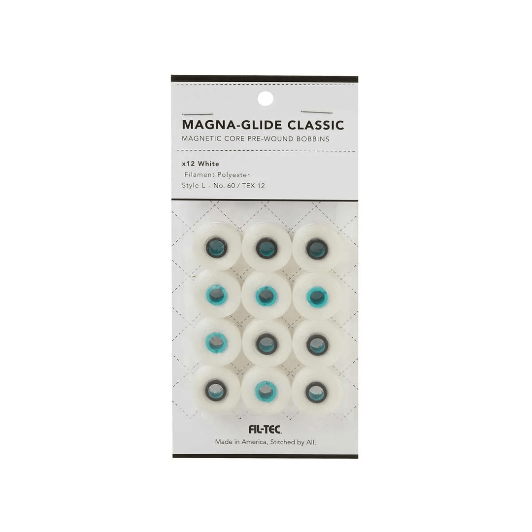 Style L - White | Magna - Glide Classic - Bag of 12 Bobbins (60372) - Maple Leaf Quilting Company Ltd.