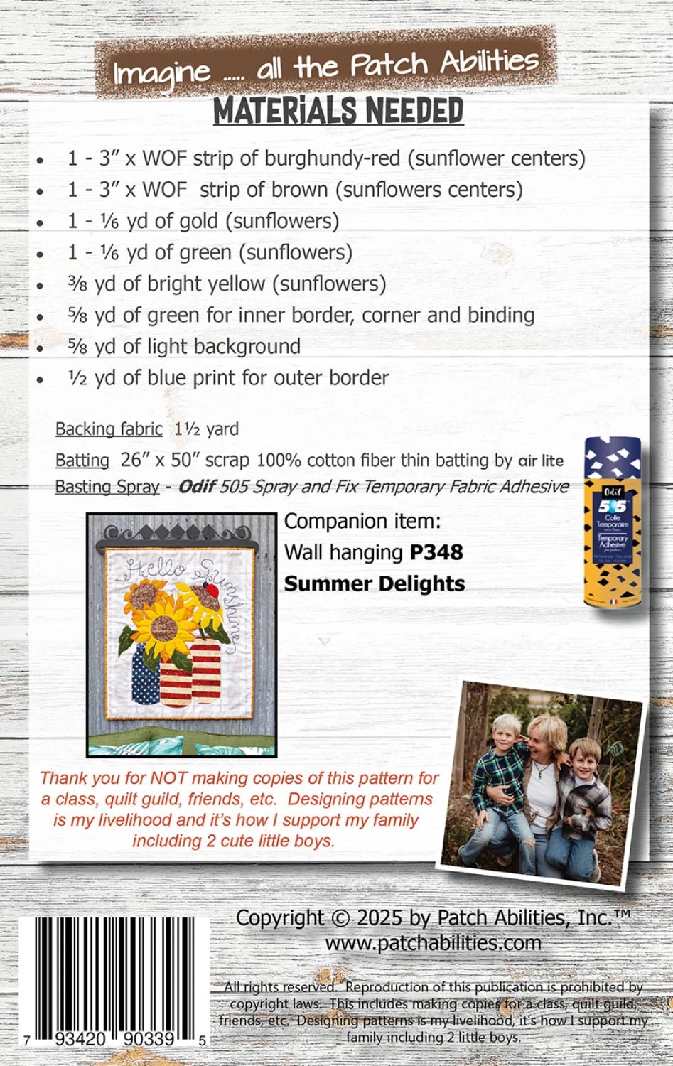 Summer Sunflowers Runner Pattern (P349PA) - Maple Leaf Quilting Company Ltd.
