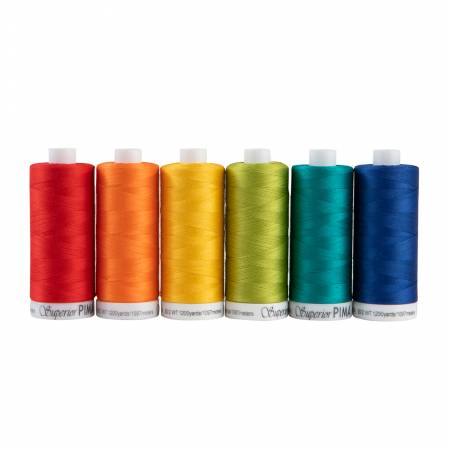 Superior PIMA 50wt Cotton Thread Set Six 1,200 yd Spools - Brights - Maple Leaf Quilting Company Ltd.