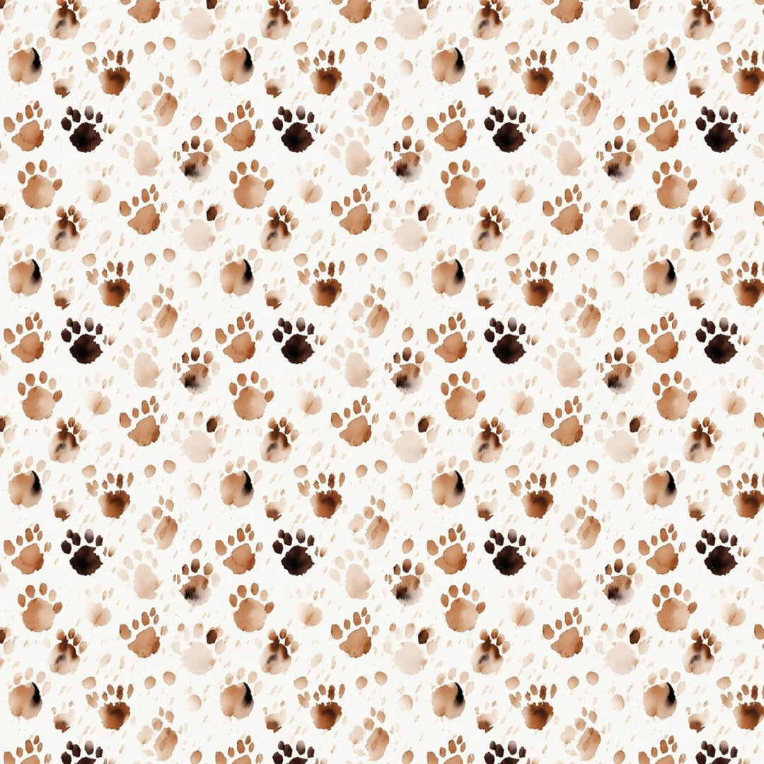 Tan Paw Prints | 42/43" Cotton (21250606-01) - Sold in UNITS of ¼ metre - Maple Leaf Quilting Company Ltd.