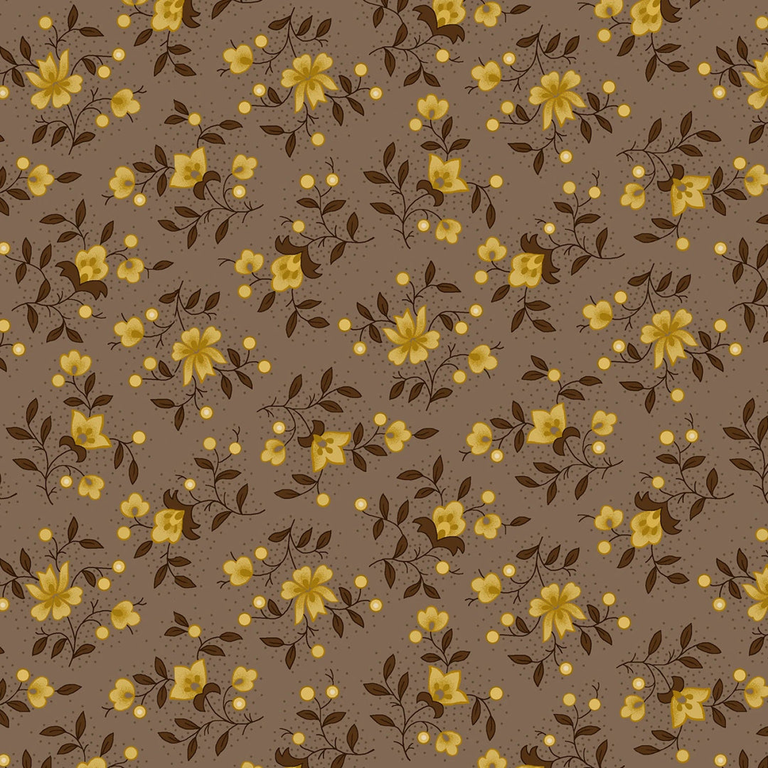 Taupey Gray Blossom Sprays | 43/44" Cotton (1511 - 93) - Sold in UNITS of ¼ metre - Maple Leaf Quilting Company Ltd.