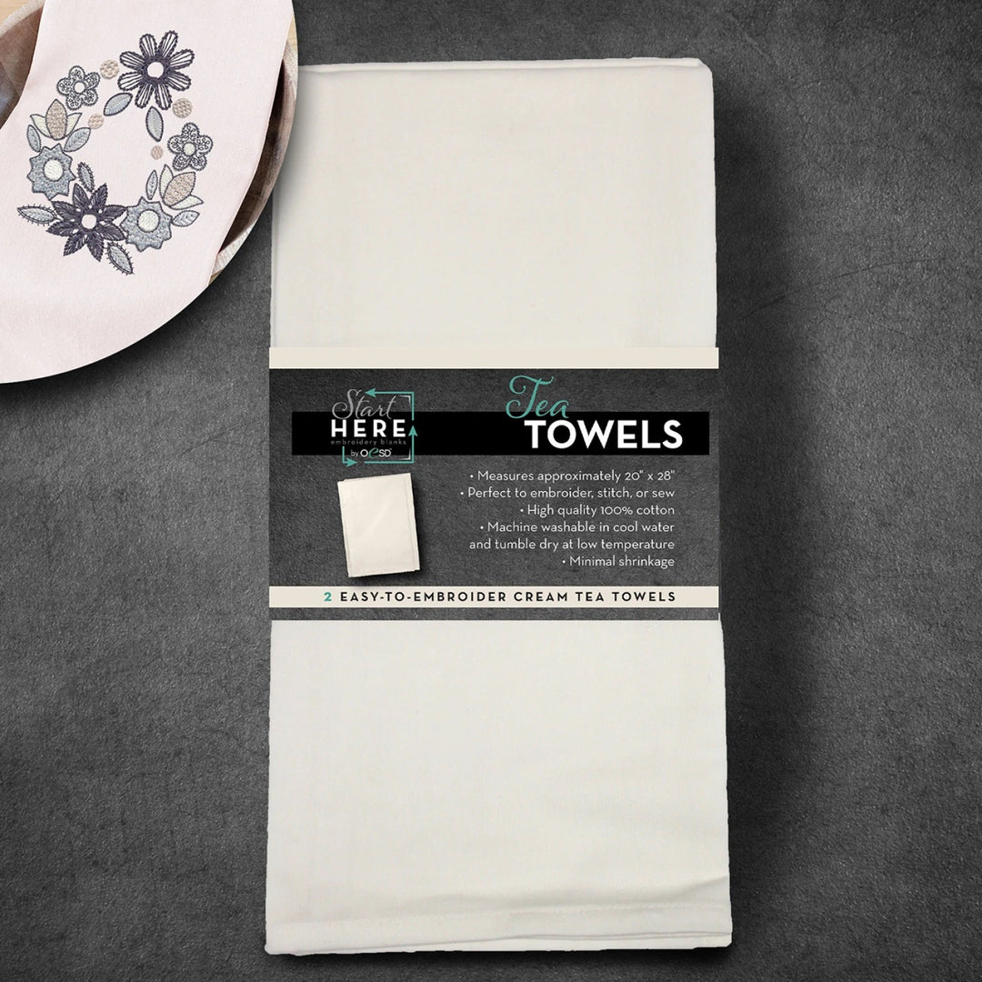 Tea Towels CREAM - 2pk (TFH28704CRE) - Maple Leaf Quilting Company Ltd.