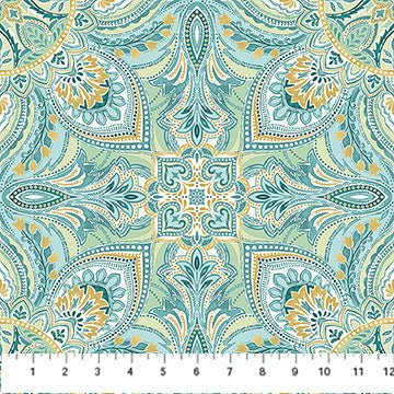 Teal Multi Mandala Mariposa by Northcott 44” (28509 - 64) – Sold in UNITS of ¼ metre - Maple Leaf Quilting Company Ltd.