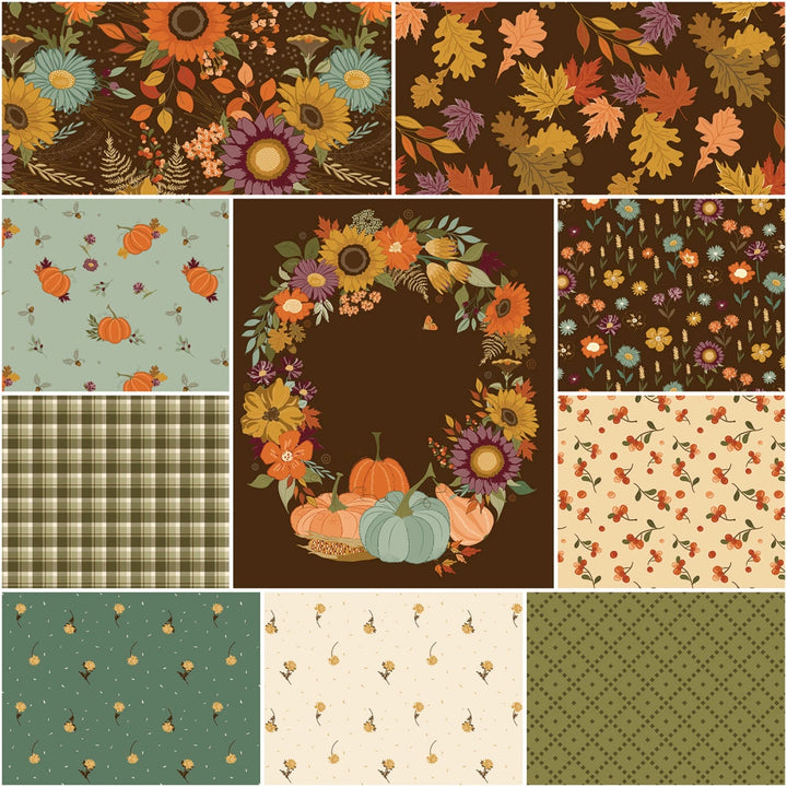 The Awe of Autumn by Sandy Gervais Collection - Brown | 1 Yard Bundle - 10pcs (1YD - 16190B - 10) - Maple Leaf Quilting Company Ltd.