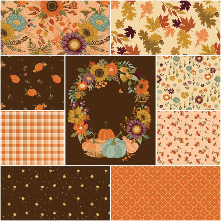 The Awe of Autumn by Sandy Gervais Collection - Orange | 1 Yard Bundle - 9pcs (1YD - 16190O - 9) - Maple Leaf Quilting Company Ltd.