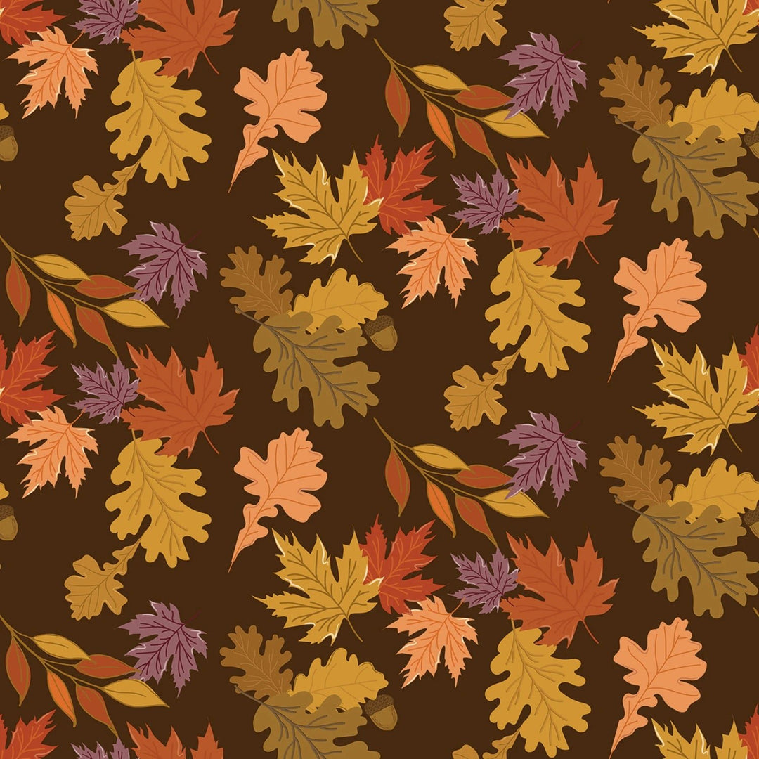 The Awe of Autumn - Leaves Brown | 108” Cotton (WB16199R - BROWN) - Sold in UNITS of 1/4 metre - Maple Leaf Quilting Company Ltd.
