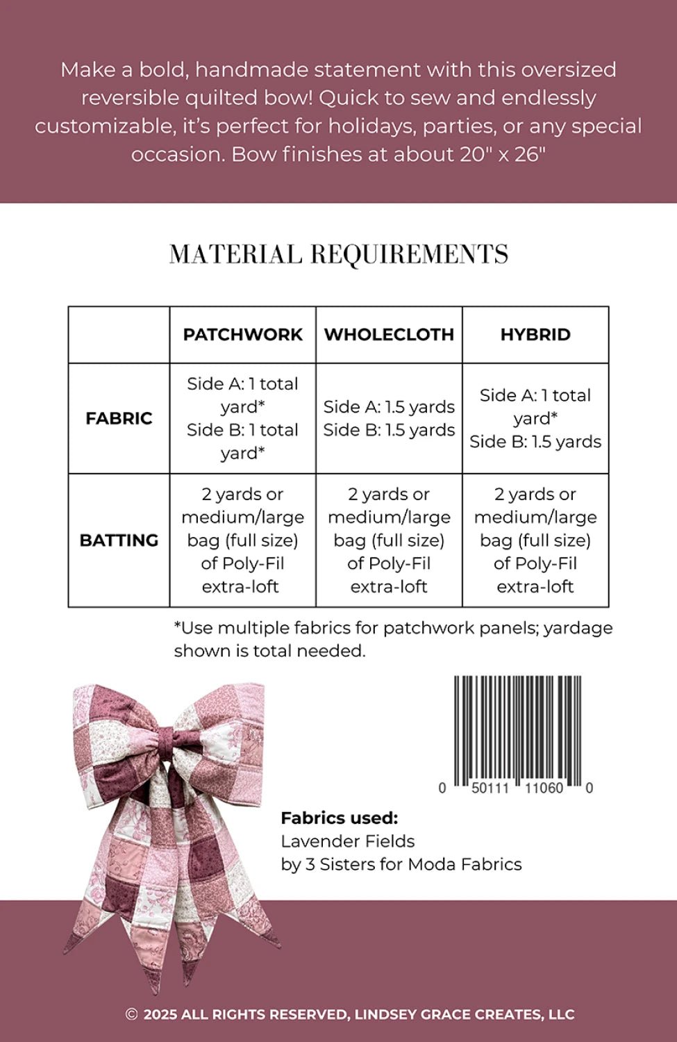 The Big Giant Quilted Bow (LGC - TBGQB) - Maple Leaf Quilting Company Ltd.