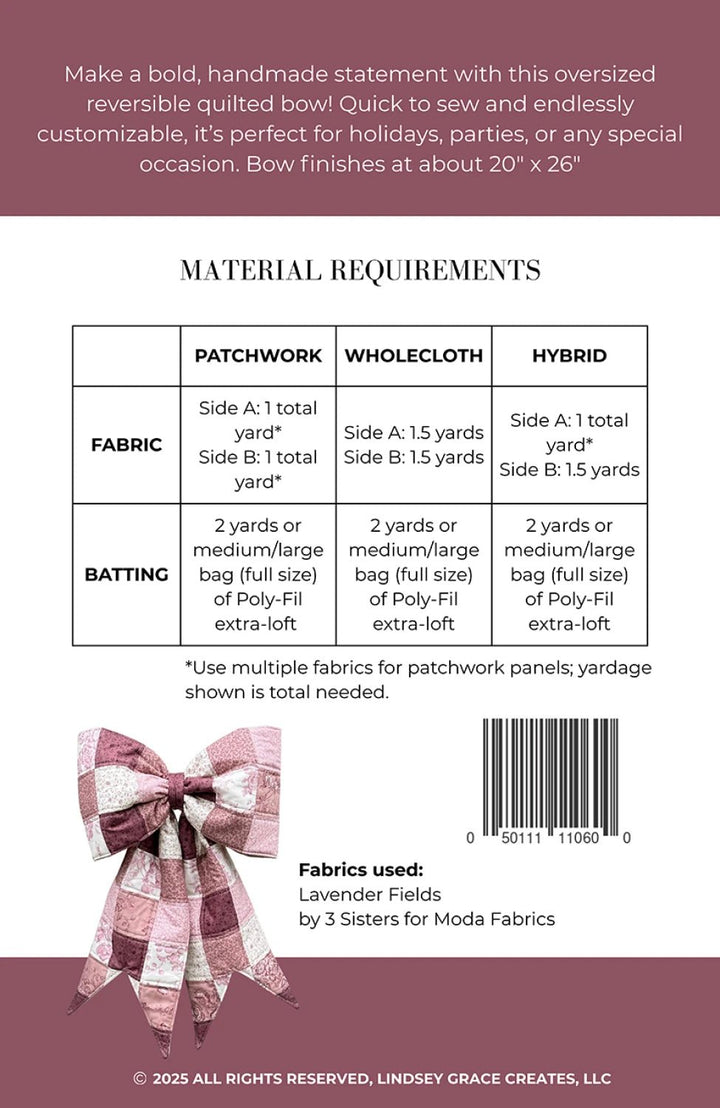 The Big Giant Quilted Bow (LGC - TBGQB) - Maple Leaf Quilting Company Ltd.