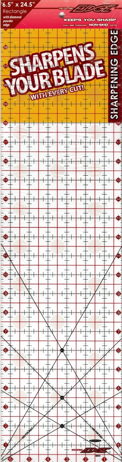 The Cutting Edge Clear Sharpening Edge Ruler - 6.5" x 24.5" (38474) - Maple Leaf Quilting Company Ltd.