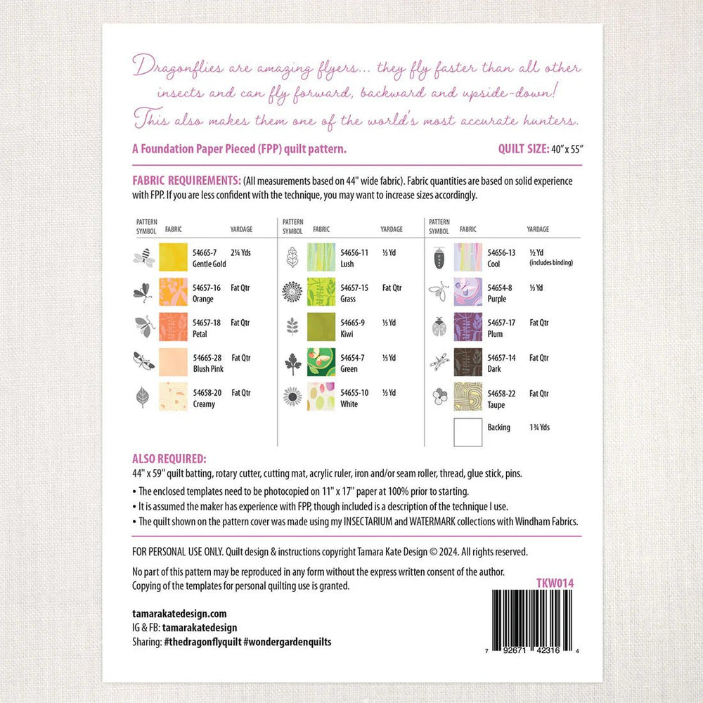 The Dragonfly (TKW014) - Maple Leaf Quilting Company Ltd.
