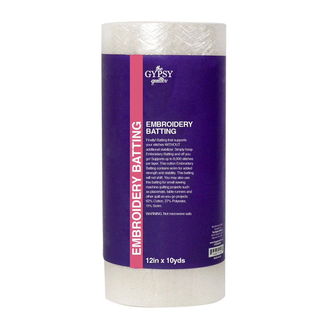 The Gypsy Quilter Embroidery Batting 12in x 10yds (TGQHEEB12) - Maple Leaf Quilting Company Ltd.