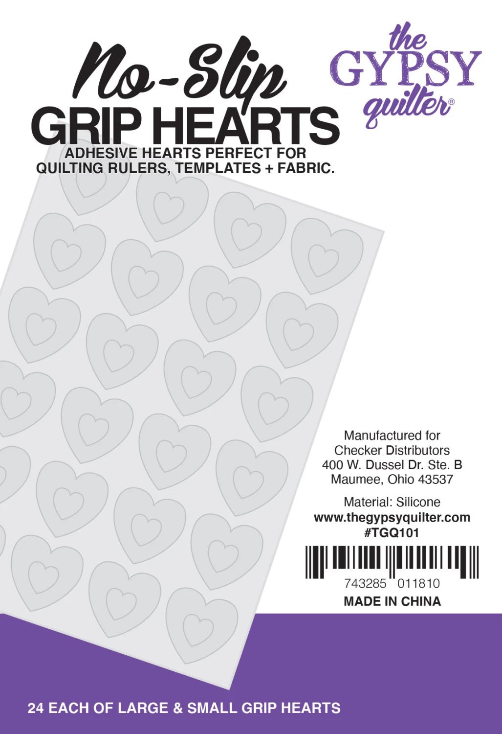 The Gypsy Quilter Stuck On You Grip Hearts (TGQ101) - Maple Leaf Quilting Company Ltd.