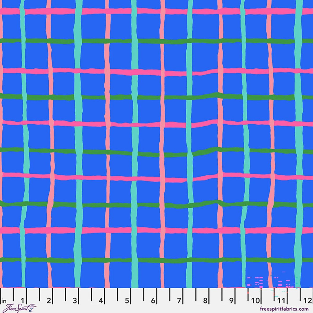 The Kaffe Fassett Collective - Grid - Blue| 44"/45" Cotton - Maple Leaf Quilting Company Ltd.