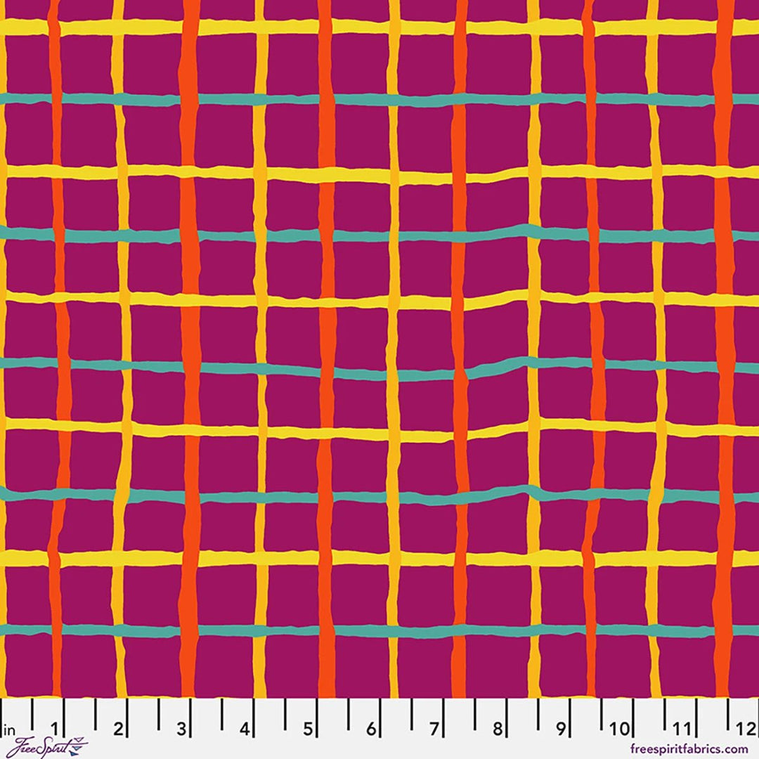 The Kaffe Fassett Collective - Grid - Magenta | 44"/45" Cotton - Maple Leaf Quilting Company Ltd.