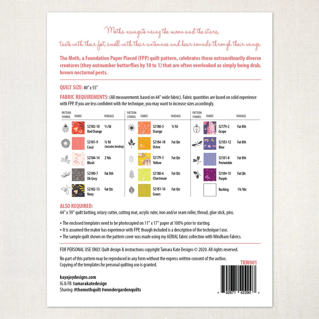 The Moth Quilt (TKW001) - Maple Leaf Quilting Company Ltd.