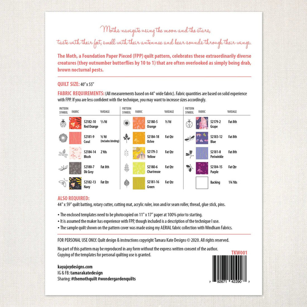 The Moth Quilt (TKW001) - Maple Leaf Quilting Company Ltd.