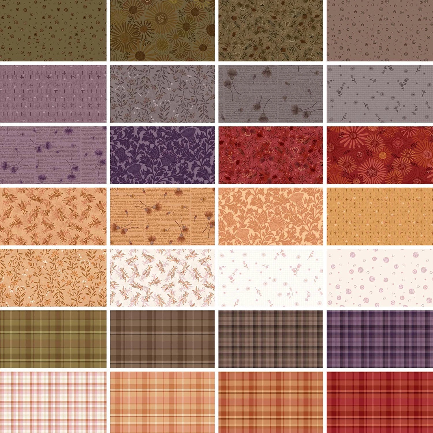 Thistle & Rye by Janet Nesbitt Collection | Fat Quarter Package - 20pcs (FB4FQHG - THISTLERYE) - Maple Leaf Quilting Company Ltd.